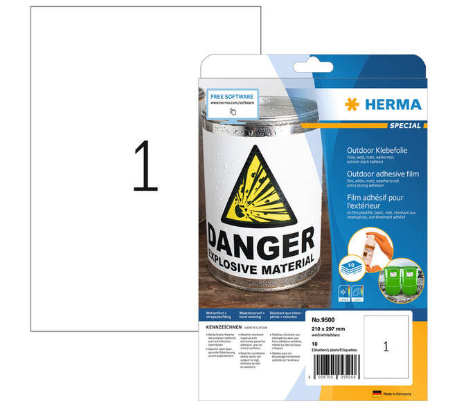 Etiket HERMA 9500 210x297mm weerbestendig wit 10 stuks