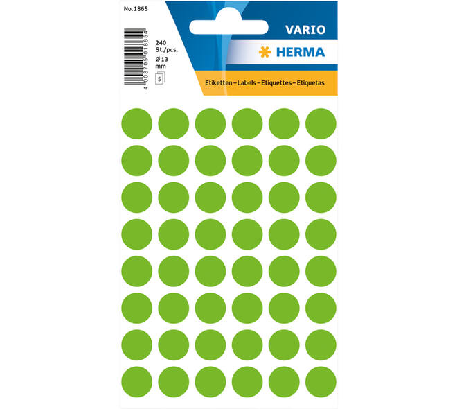 Etiket HERMA 1865 rond 12mm groen 240 stuks