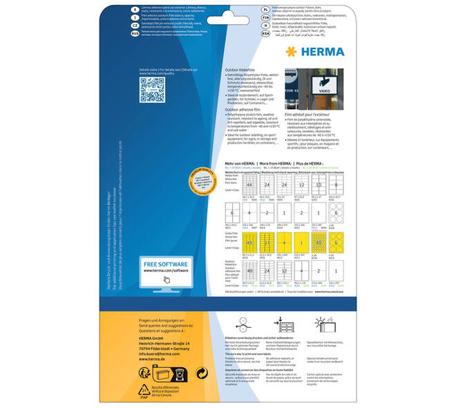 Etiket HERMA 9532 63.5x33.9mm weerbestendig wit 240 stuks
