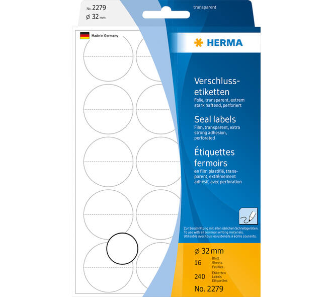 Etiket HERMA 2279 32mm transparant 240 stuks