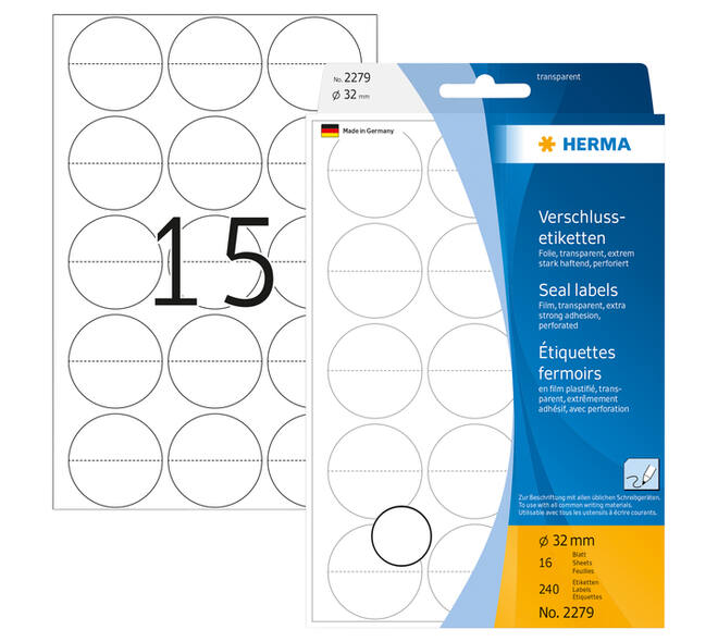 Etiket HERMA 2279 32mm transparant 240 stuks