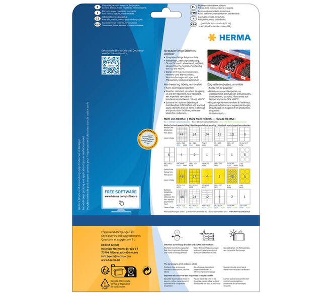 Etiket HERMA 4571 30mm rond folie wit 960 stuks