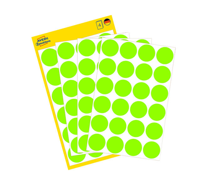 Etiket Avery 3174 rond 18mm lichtgroen 96 stuks