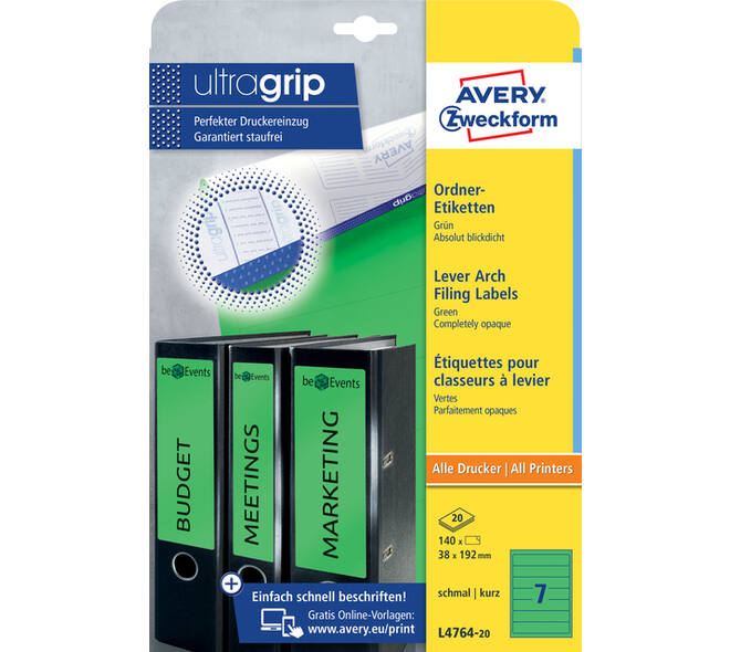 Rugetiket Avery smal 38x192mm zelfklevend groen