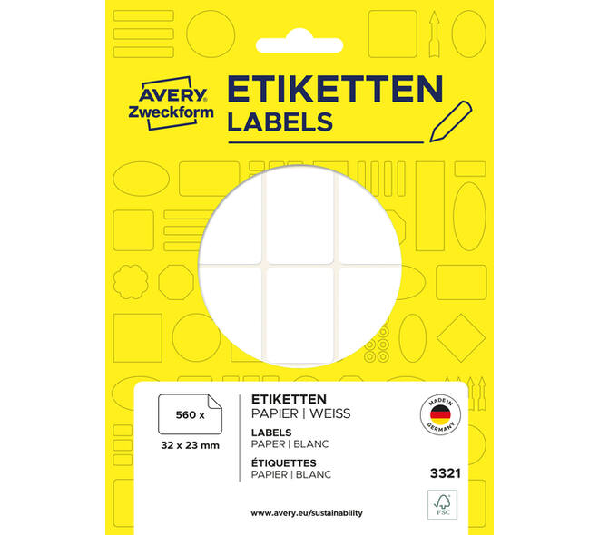 Etiket Avery 3321 32x23mm wit 560 stuks