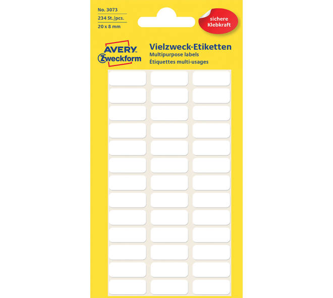 Etiket Avery 3073 20x8mm wit 234 stuks