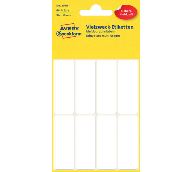 Etiket Avery 3079 50x19mm wit 48 stuks