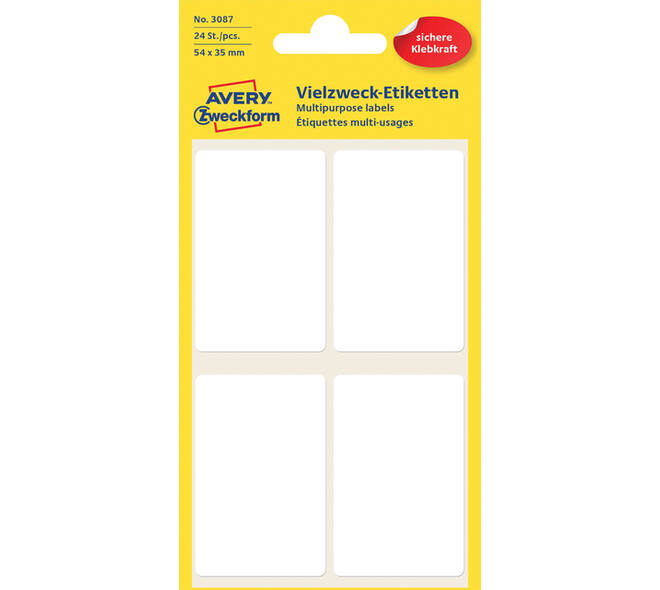 Etiket Avery 3087 54x35mm wit 24 stuks