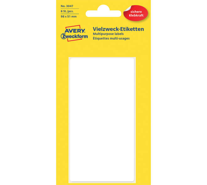 Etiket Avery 3047 98x51mm wit 6 stuks