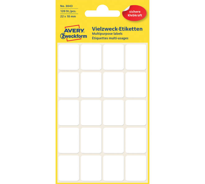 Etiket Avery 3043 22x18mm wit 120 stuks