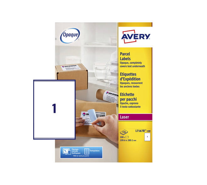 Etiket Avery L7167B-100 199.6x289.1mm blockout 100 stuks