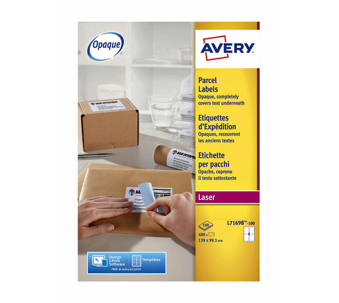 Etiket Avery L7169B-100 99.1x139mm blockout 400 stuks