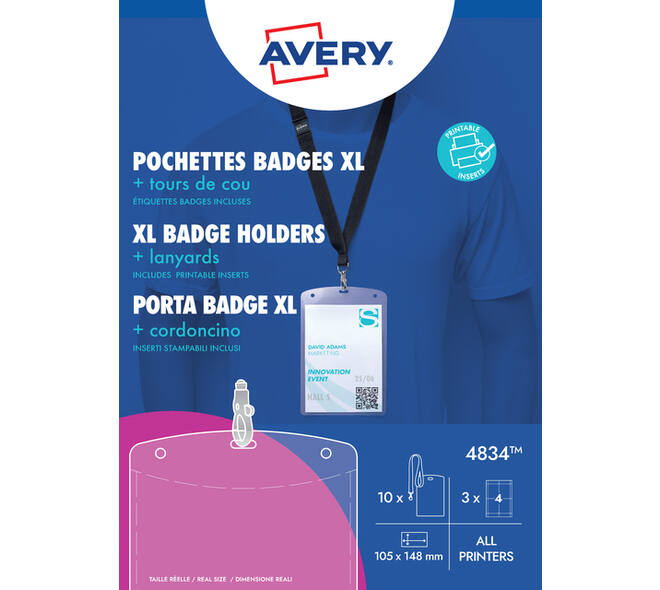 Badge Avery 4834 A6 hoes + insteekkaarten 10 stuks