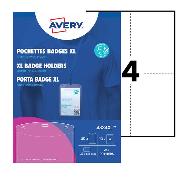 Badge Avery 4834 A6 hoes + insteekkaarten 10 stuks