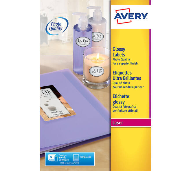 Etiket Avery L7767-40 210x297mm A4 hoogglans wit 40 stuks