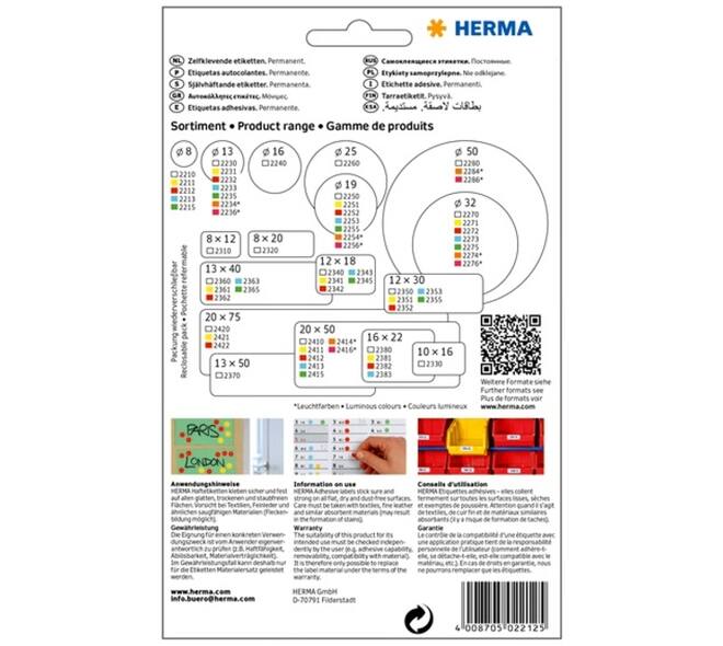Etiket HERMA 2212 rond 8mm rood 5632 stuks