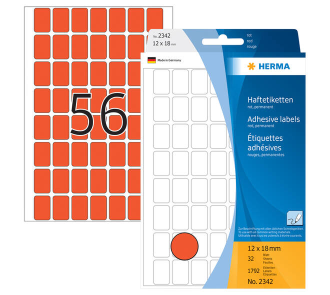 Etiket HERMA 2342 12x18mm rood 1792 stuks