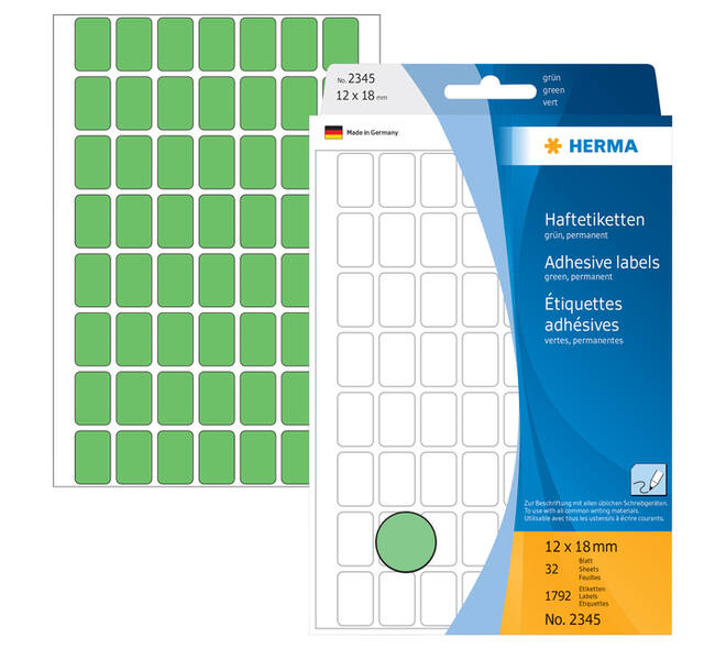 Etiket HERMA 2345 12x18mm groen 1792 stuks