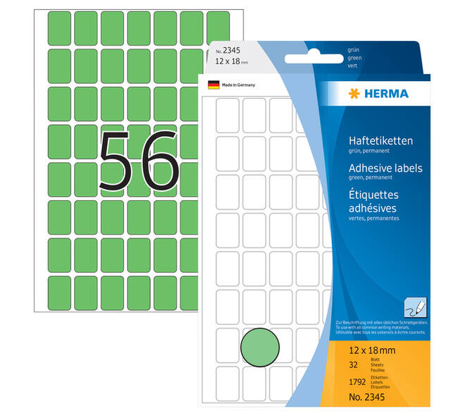 Etiket HERMA 2345 12x18mm groen 1792 stuks