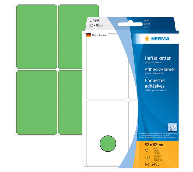 Etiket HERMA 2495 52x82mm groen 128 stuks