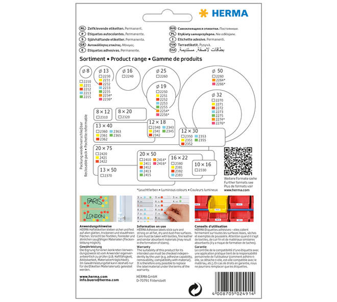 Etiket HERMA 2491 52x82mm geel 128 stuks