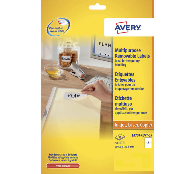 Etiket Avery L4734REV-25 199.3x143.5mm wit 50 stuks