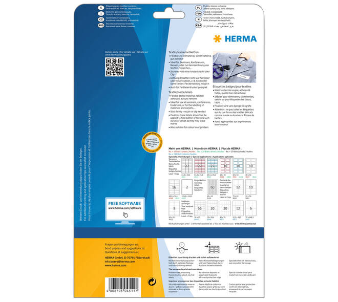 Naambadge etiket HERMA 4511 63.5x29.6mm wit 540 stuks