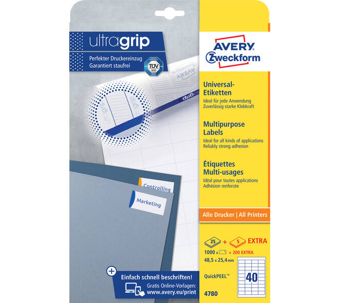 Etiket Avery 4780 48.5x25.4mm wit 1000 stuks