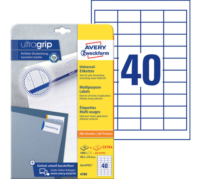 Etiket Avery 4780 48.5x25.4mm wit 1000 stuks
