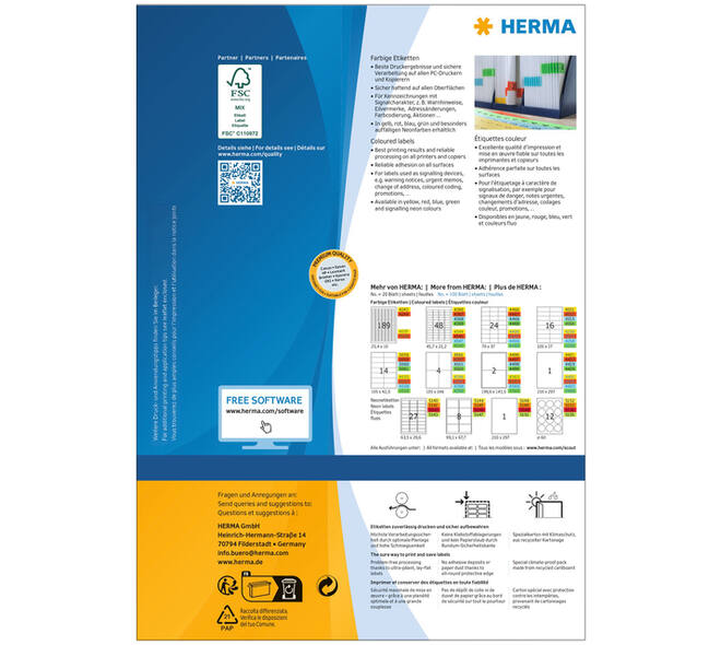 Etiket HERMA 4407 70x37mm rood 2400 stuks