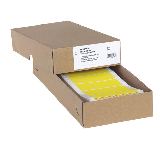 Etiket HERMA 8181 88.9x35.7mm 1-baans geel 2000 stuks