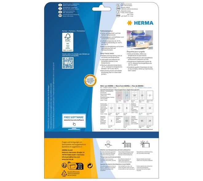 Etiket HERMA 4389 66x33.8mm diepvries wit 600 stuks