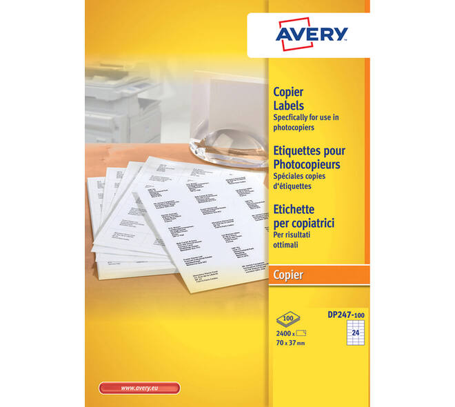 Etiket Avery DP247-100 70x37mm wit 2400 stuks