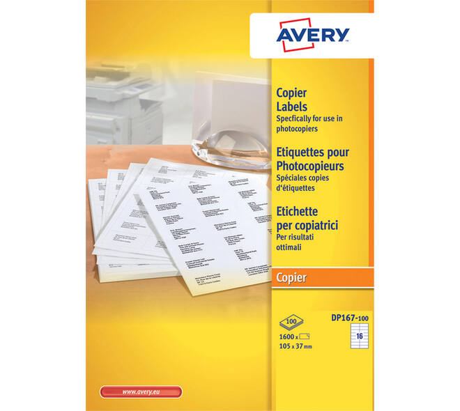 Etiket Avery DP167-100 105x37mm wit 1600 stuks