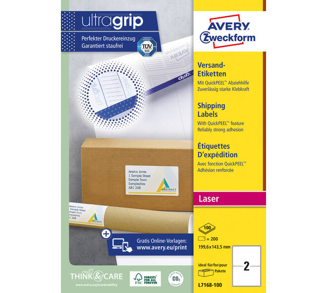 Etiket Avery L7168-100 199.6x143.5mm wit 200 stuks