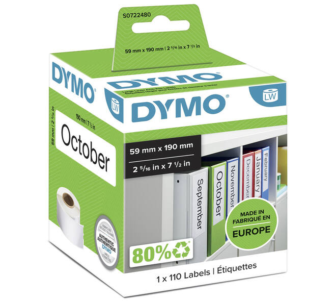 Etiket Dymo LabelWriter naamkaart ordner 59x190mm 1 rol á 110 stuks wit