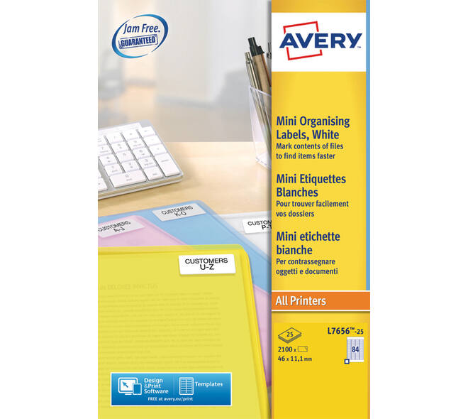 Etiket Avery L7656-25 46x11.1mm wit 2100 stuks