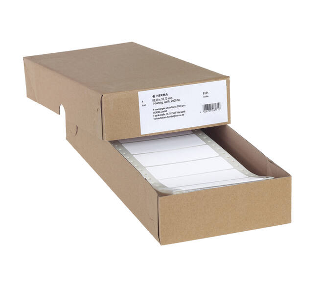 Etiket HERMA 8161 88.9x35.7mm 1-baans wit 2000 stuks