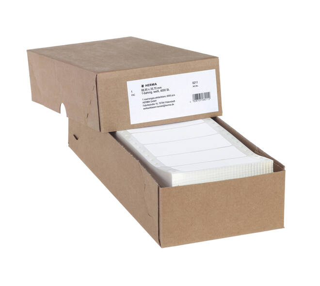 Etiket HERMA 8211 88.9x35.7mm 1-baans wit 4000 stuks