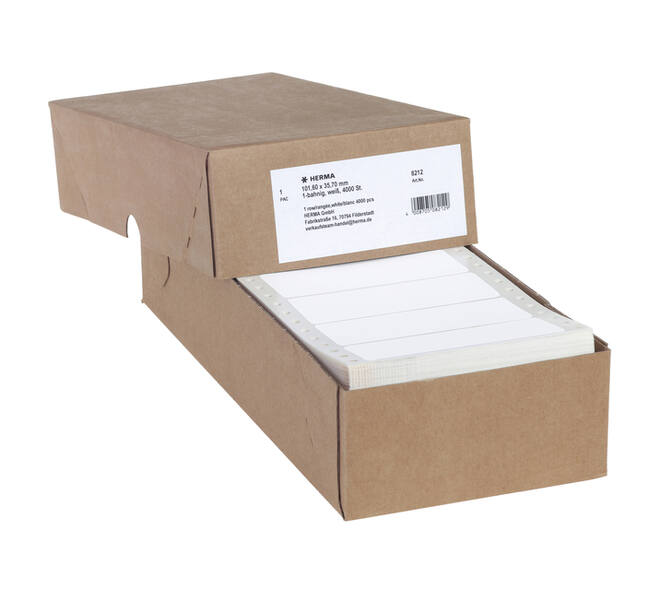 Etiket HERMA 8212 101.6x35.7mm 1-baans wit 4000 stuks