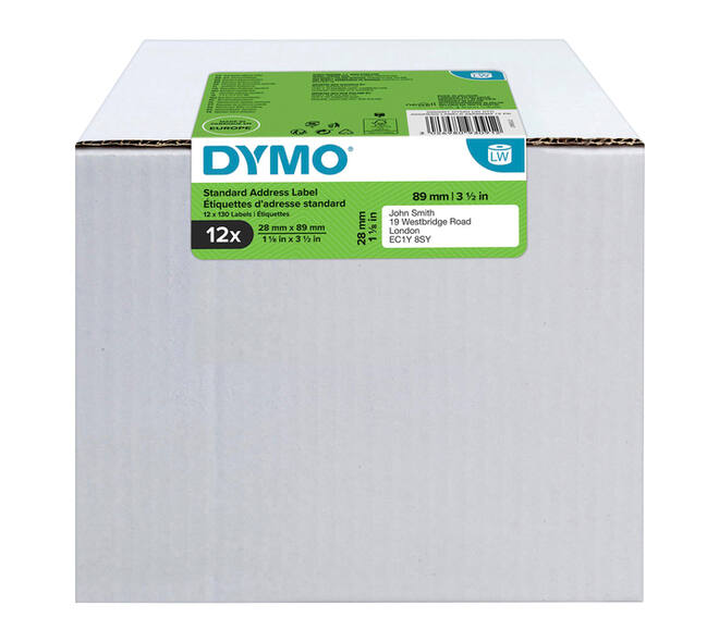 Etiket Dymo LabelWriter adressering 28x89mm 12 rollen á 130 stuks wit