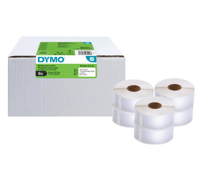 Etiket Dymo LabelWriter multifunctioneel 32x57mm 6 rollen á 1000 stuks wit