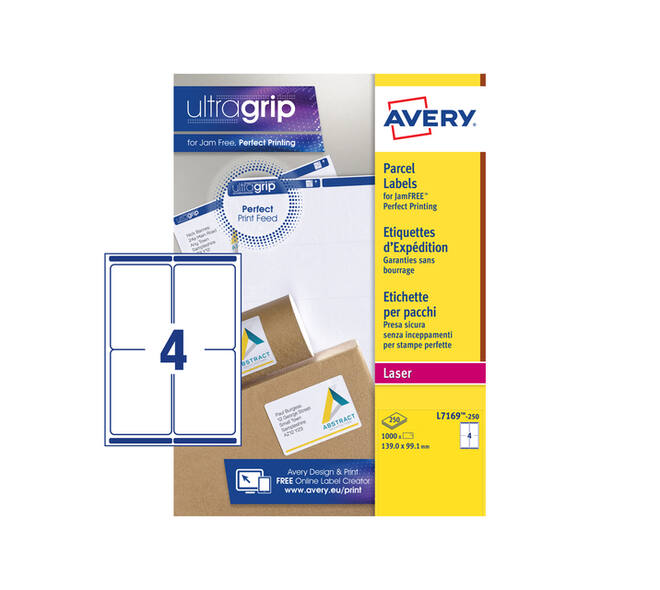 Etiket Avery L7169-250 99.1x139mm wit 1000 stuks