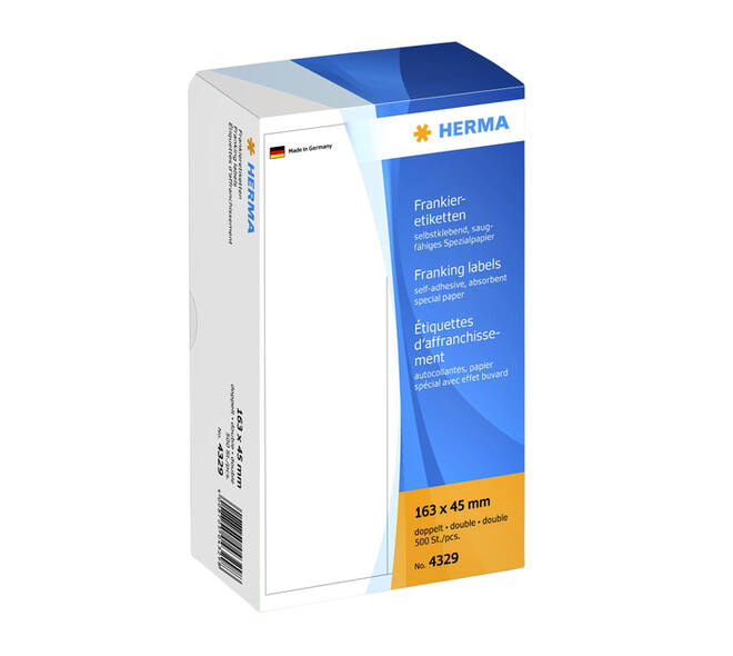 Frankeeretiket HERMA 4329 dubbel 163x45mm 500 stuks