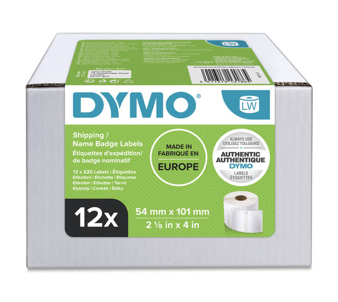 Etiket Dymo LabelWriter naamkaart 54x101mm 12 rollen á 220 stuks wit