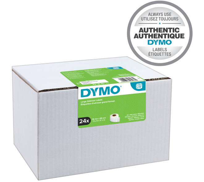 Etiket Dymo LabelWriter adressering 36x89mm 24 rollen á 260 stuks wit