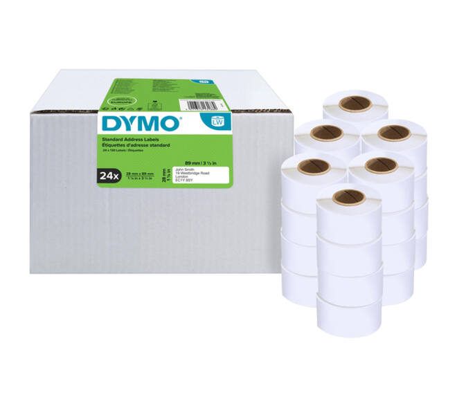 Etiket Dymo LabelWriter adressering 28x89mm 24 rollen á 130 stuks wit