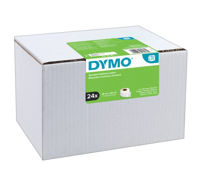 Etiket Dymo LabelWriter adressering 28x89mm 24 rollen á 130 stuks wit