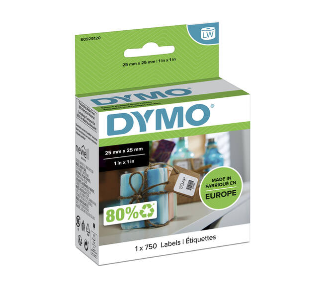 Etiket Dymo LabelWriter multifunctioneel 25x25mm 1 rol á 750 stuks wit