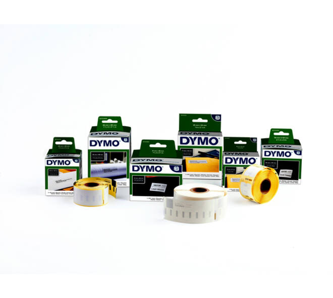 Labeltape Dymo LabelManager D1 polyester 12mm zwart op wit 10 stuks